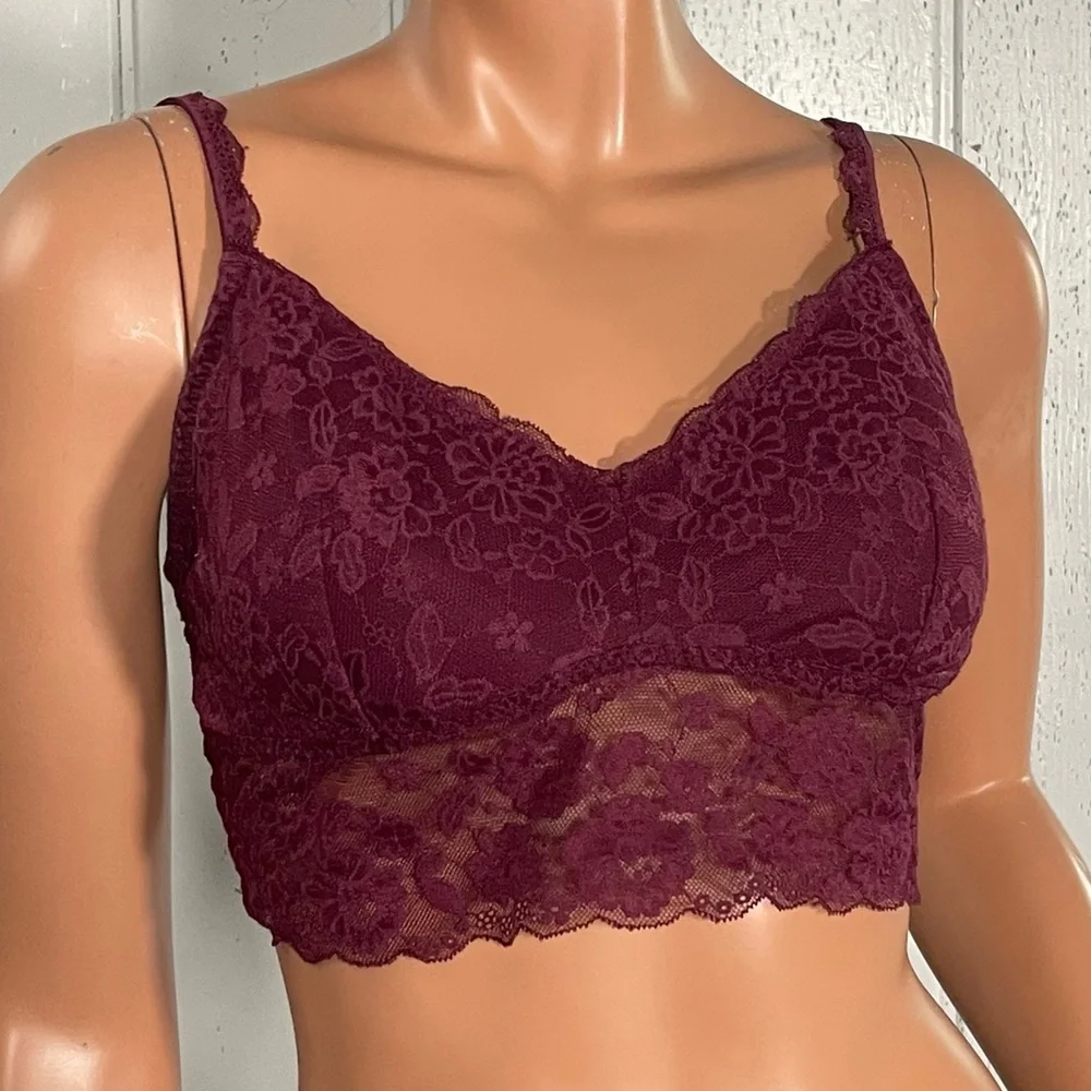 Gilly Hicks women's Wine  Lace Bralette Sz L